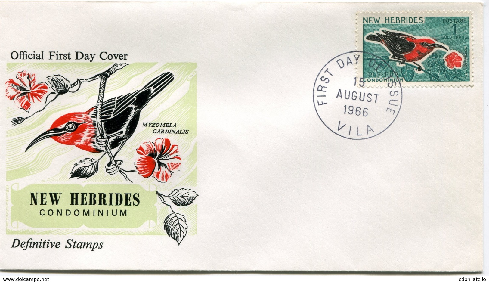 NOUVELLES-HEBRIDES ENVELOPPE 1er JOUR DU N°244 SERIE COURANTE OBLITERATION VILA 15 AUGUST 1966 - FDC