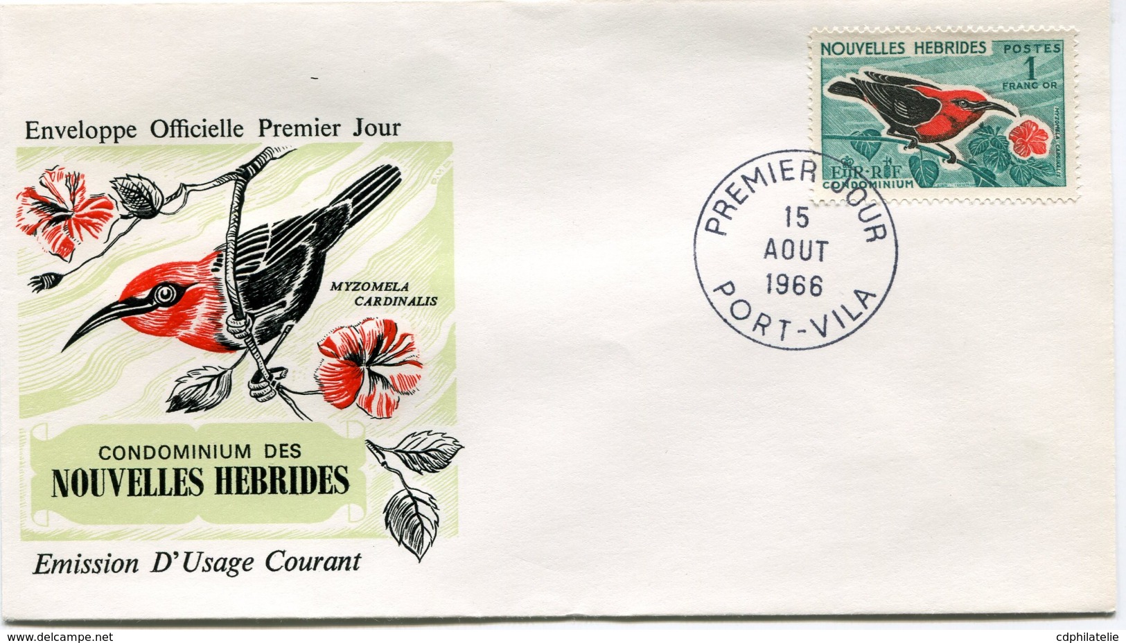 NOUVELLES-HEBRIDES ENVELOPPE 1er JOUR DU N°241 SERIE COURANTE OBLITERATION PORT-VILA 15 AOUT 1966 - FDC