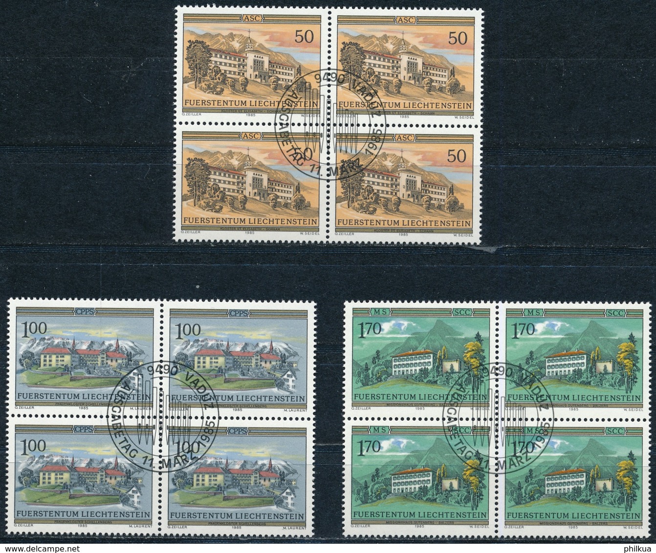 Zumstein 807-809 / Michel 868-870 Viererblockserie Mit ET-Zentrumstempel - Used Stamps