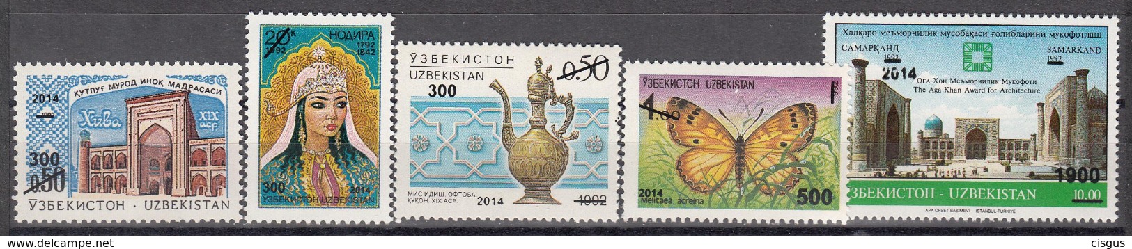 Uz 1086-1090 Uzbekistan Usbekistan 2014 Surcharge On Stamps From 1992 - Usbekistan