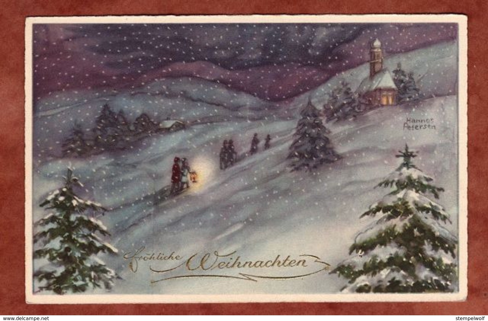 Froehliche Weihnachten, Praegeinschrift, Schneelandschaft (81528) - Autres & Non Classés