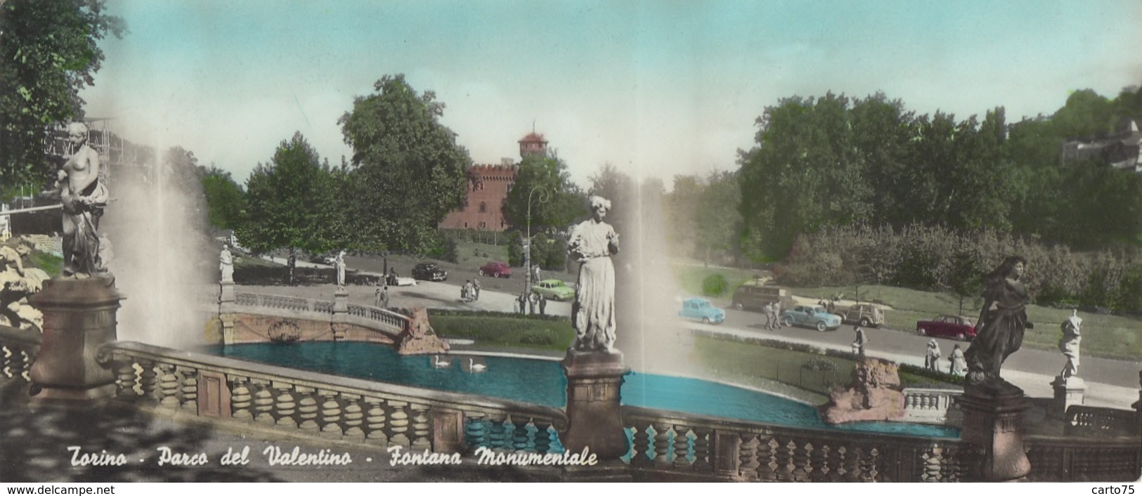 Italie - Torino - Turin - Panoramique - Parco Del Valentino - Fontana Monumentale - Automobiles - - Parcs & Jardins