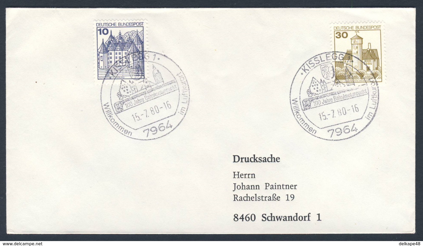 Deutschland Germany 1980 Brief Cover - 100 Jahre Bahnknotenpunkt Kisslegg, Luftkurort / Railway Junction - Trains