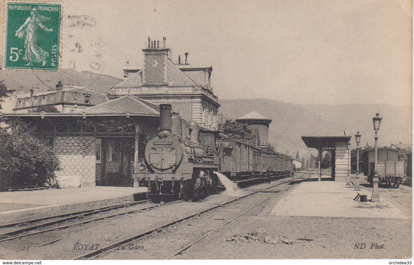 CPA Royat - La Gare (avec Train En Très Beau Plan) - Royat