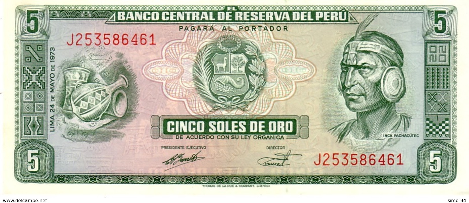 Peru P.99  5 Soles 1973 Unc - Peru