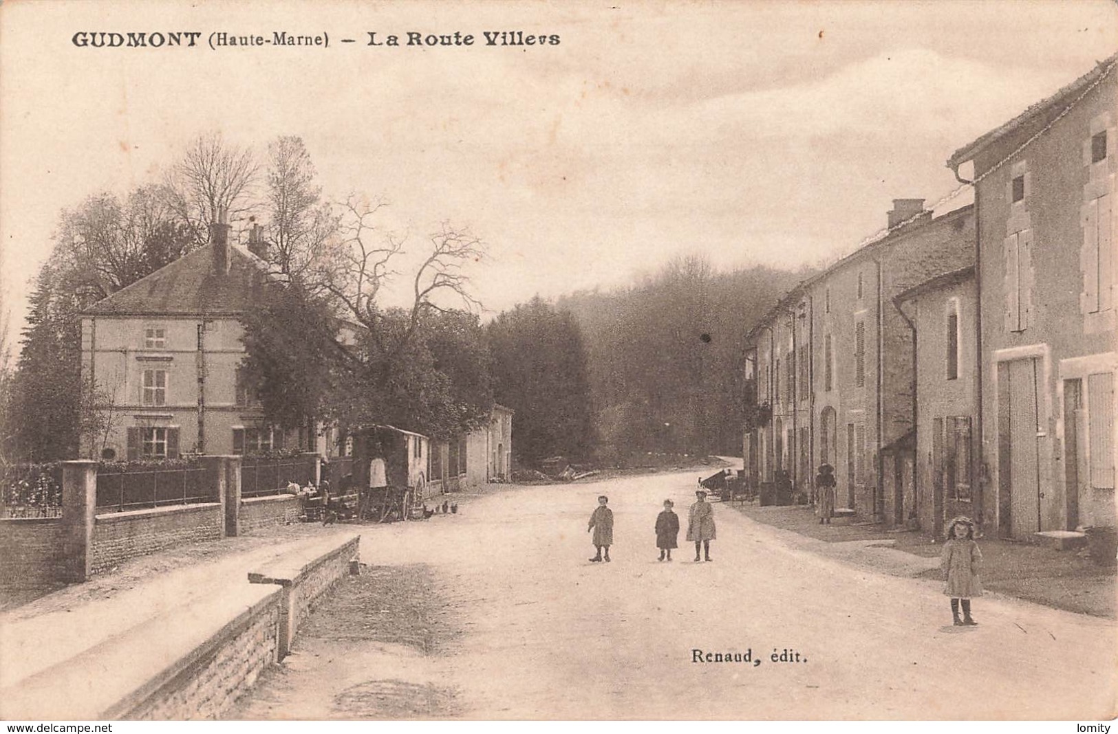 52 Gudmont La Route Villers Cpa Carte Animée Roulotte - Sonstige & Ohne Zuordnung