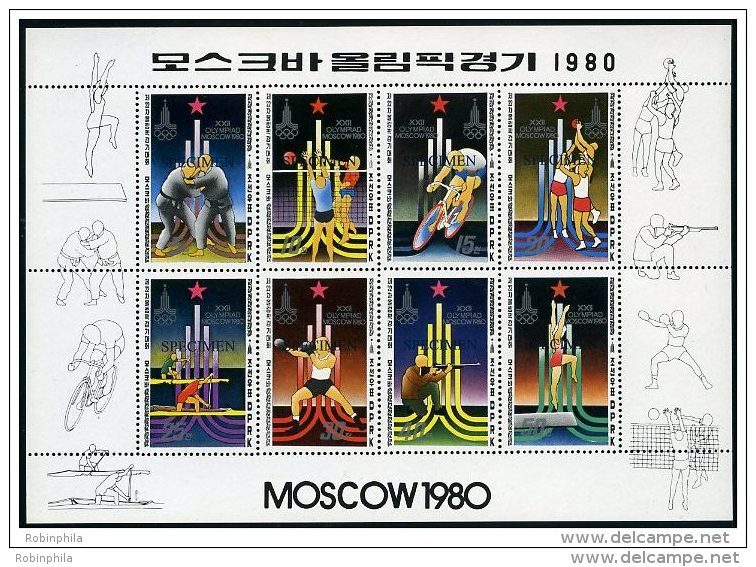 Korea 1979, SC #1842a, Specimen, M/S, Moscow Olympic Games - Verano 1980: Moscu