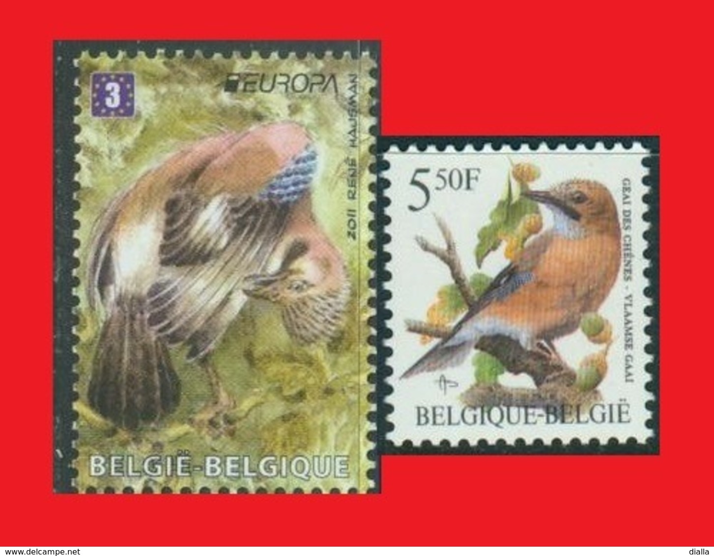 Belgium 2011 & 1993, Buzin, Eurasian Jay Birds / Oiseaux Geai Des Chênes / Eichelhäher / Arrendajo Euroasiático MNH ** - Passereaux