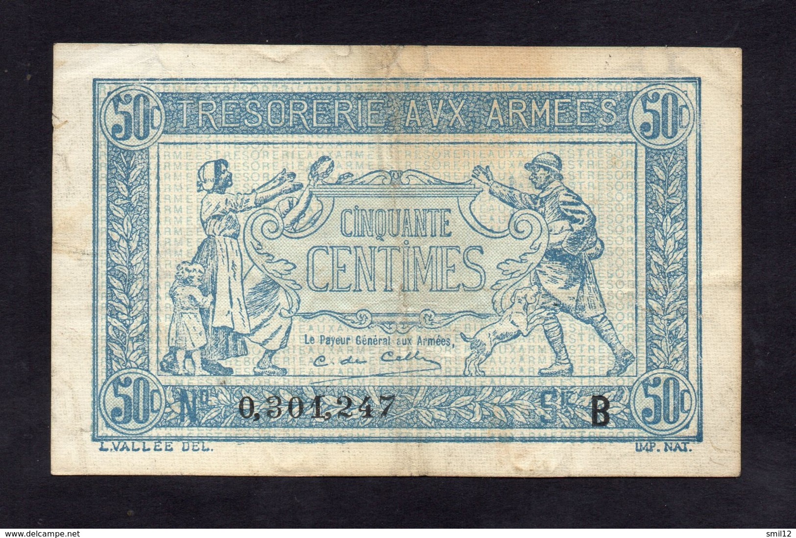Trésorerie Aux Armées- 50 Centimes - Série B - TB+/TTB - Cote 15€ - 1917-1919 Trésorerie Aux Armées