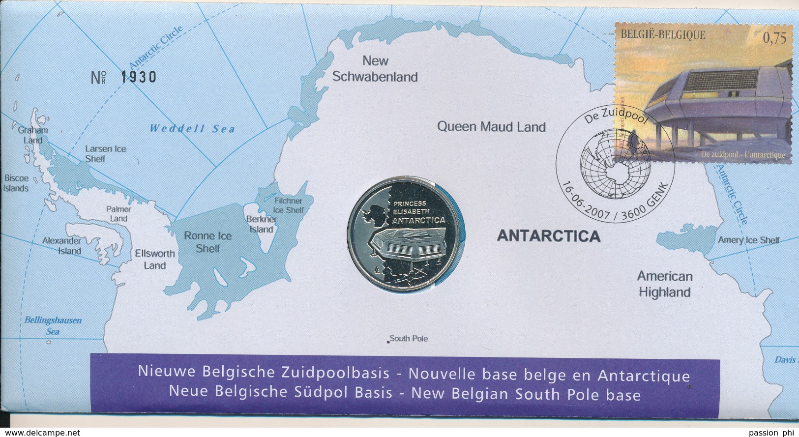 BELGIUM FDC COIN COVER ANTARCTICA - 2001-2010