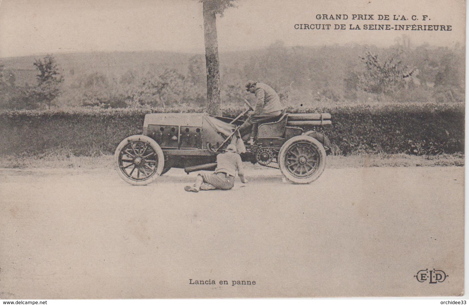 CPA Grand Prix De L'A. C. F. - Circuit De La Seine-Inférieure - Lancia En Panne (joli Plan) - Grand Prix / F1