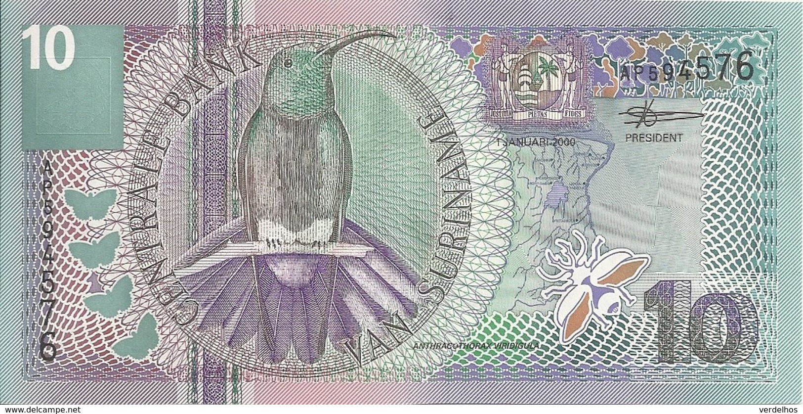 SURINAME 10 GULDEN 2000 UNC P 147 - Surinam