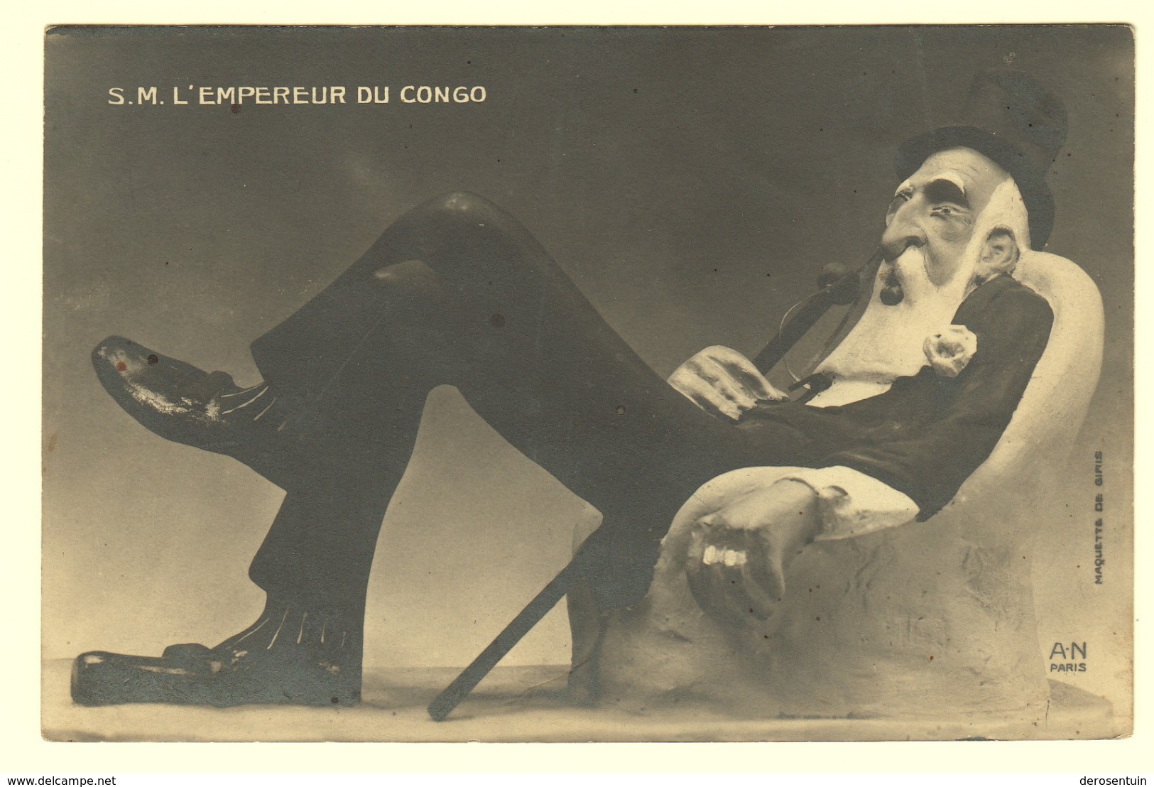 A0062	[Postkaart] S.M. L’Empereur Du Congo / Maquette De Giris (A.N.) [sa Majesté Le Roi Koning Leopold III Belgisch] - Familles Royales