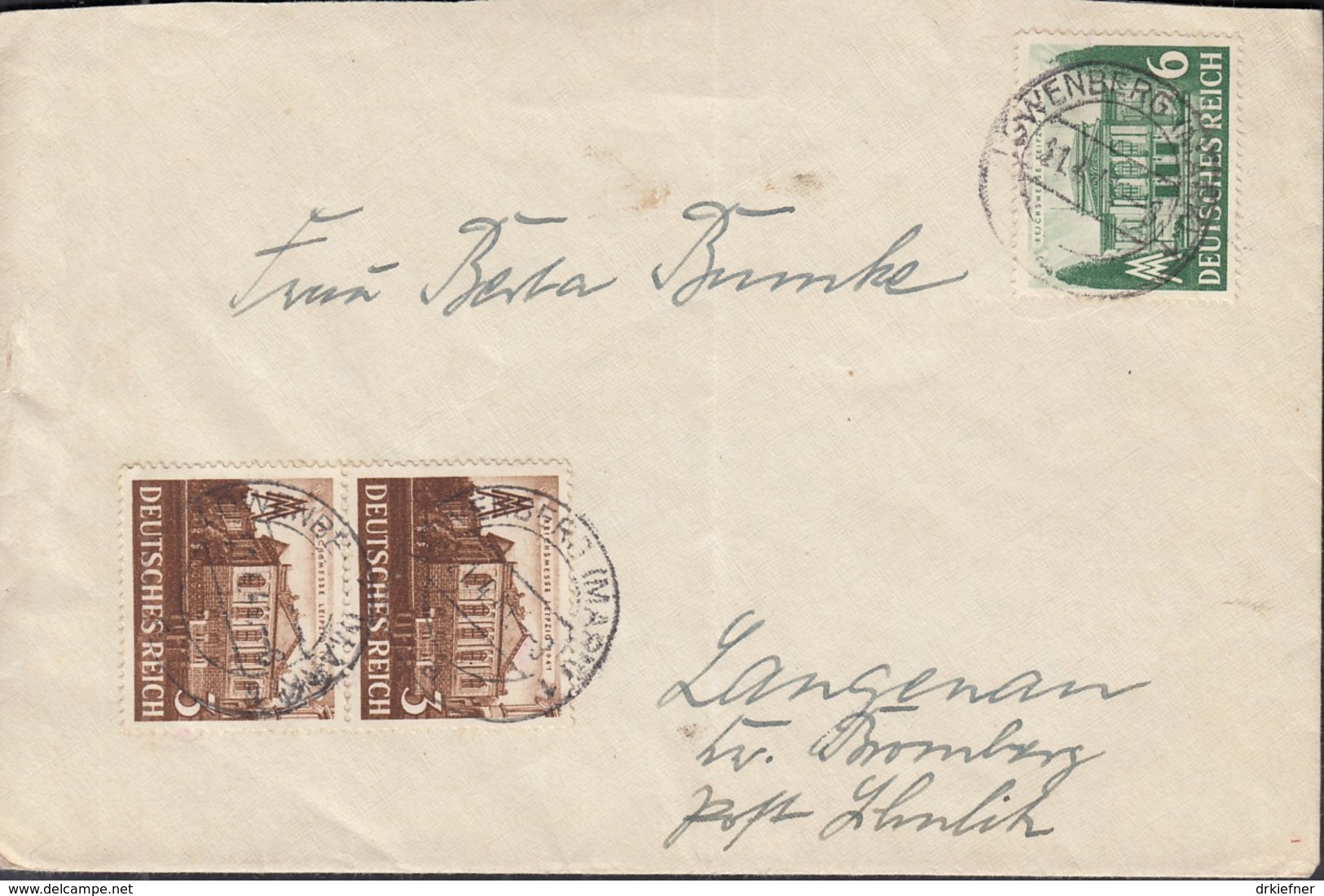 DR  2x 764, 765 MiF, Auf Brief Mit Stempel: Löwenberg 21.4.1941 - Briefe U. Dokumente