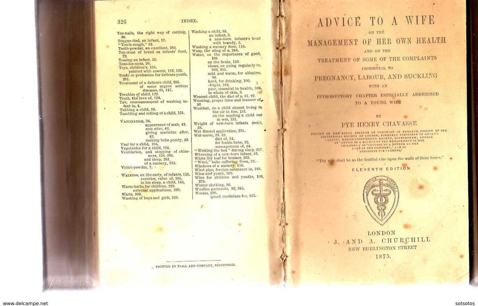 TWO BOOKS In One Volume: 1.- Advice TO A Mother On The Management Of Her Children, 326 Pgs  And 2.- Advice To A Wifeon T - 1850-1899