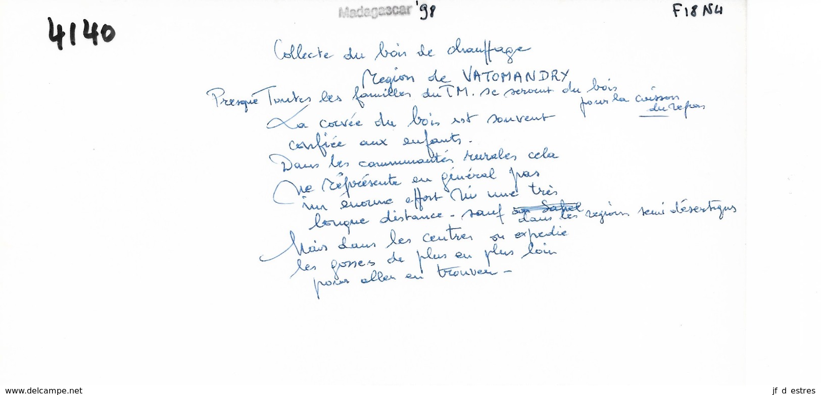 Photo Madagascar Région De Vatomandry Transport Du Bois De Chauffage Par Les Garçons 1998 Vivant Univers - Afrika