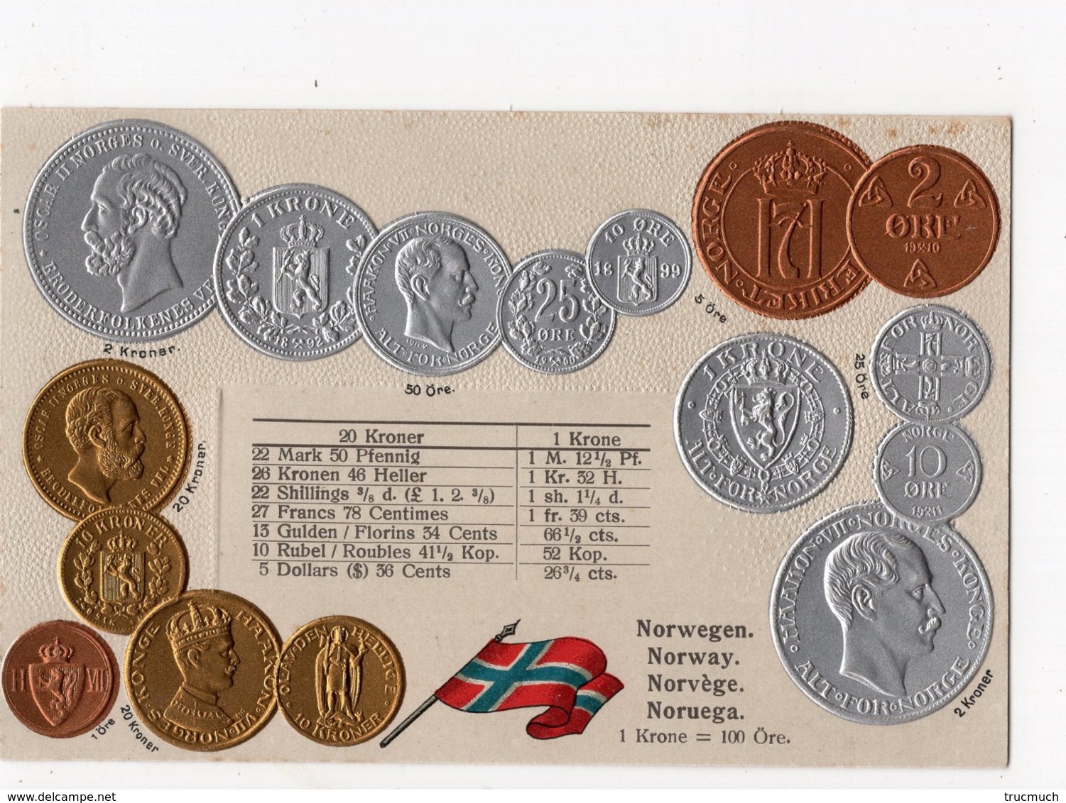 10 - MONNAIE - NORVEGE - Représentation Des Pièces De Monnaie   *en Relief*embossed* - Monnaies (représentations)