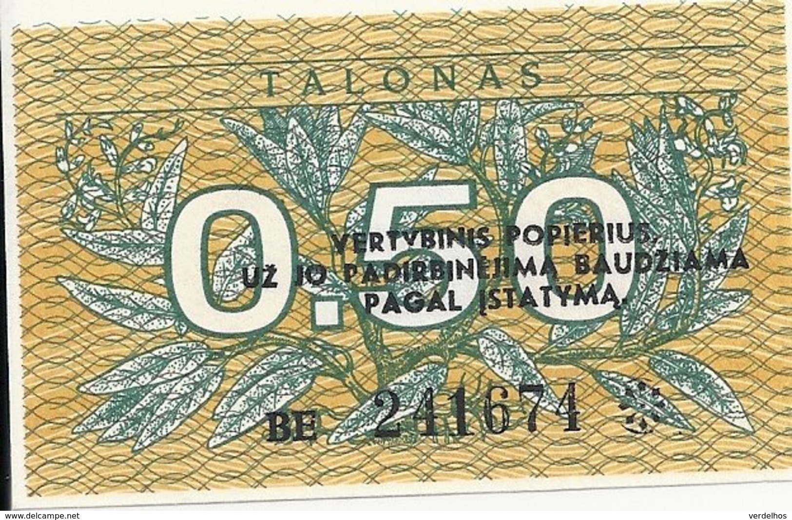 LITUANIE 0.50 TALONAS 1991 UNC P 31 - Lituania