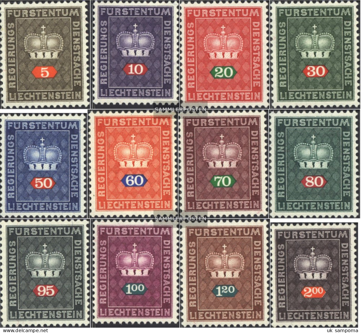 Liechtenstein D45-D56 (complete Issue) Unmounted Mint / Never Hinged 1968 Service Marks - Official