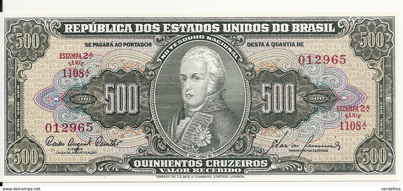 BRESIL 500 CRUZEIROS ND1955-60 UNC P 164 D - Brasile