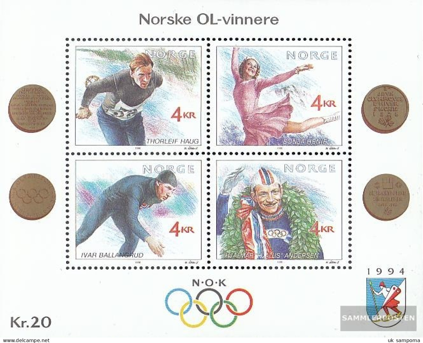 Norway Block14 (complete Issue) Unmounted Mint / Never Hinged 1990 Winter Olympics - Blokken & Velletjes