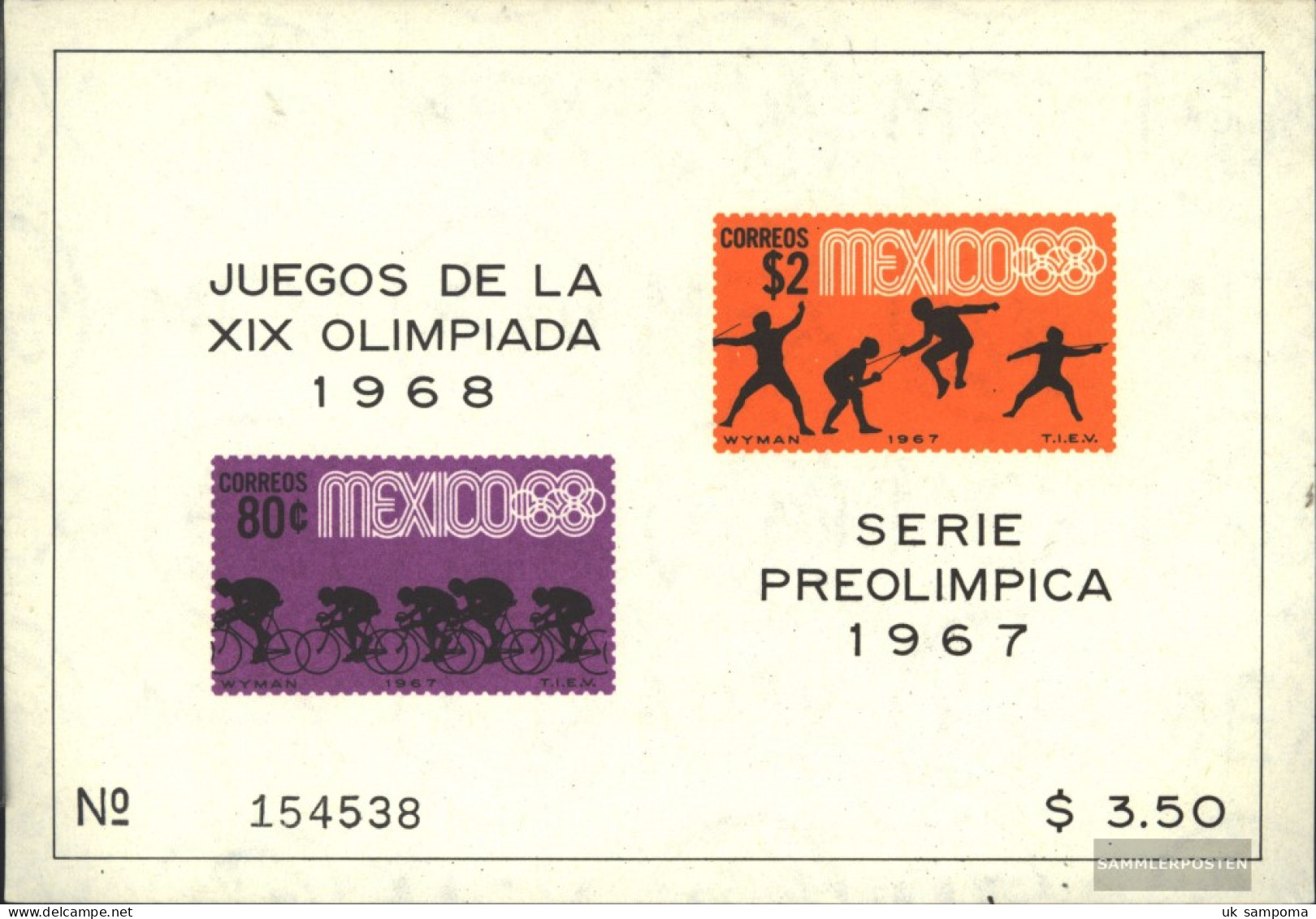 Mexico Block8 (complete Issue) Unmounted Mint / Never Hinged 1967 Vorolympische. Games 67, Mexico - Mexico