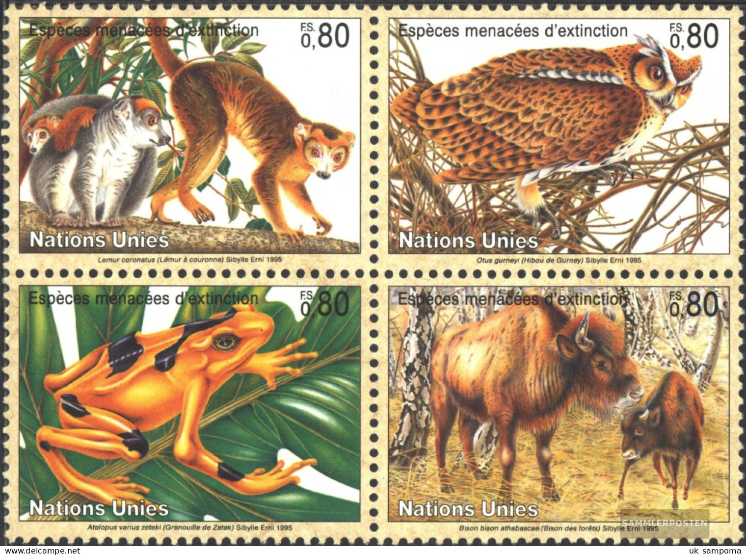 UN - Geneva 263-266 Block Of Four (complete Issue) Unmounted Mint / Never Hinged 1995 Affected Animals - Nuovi