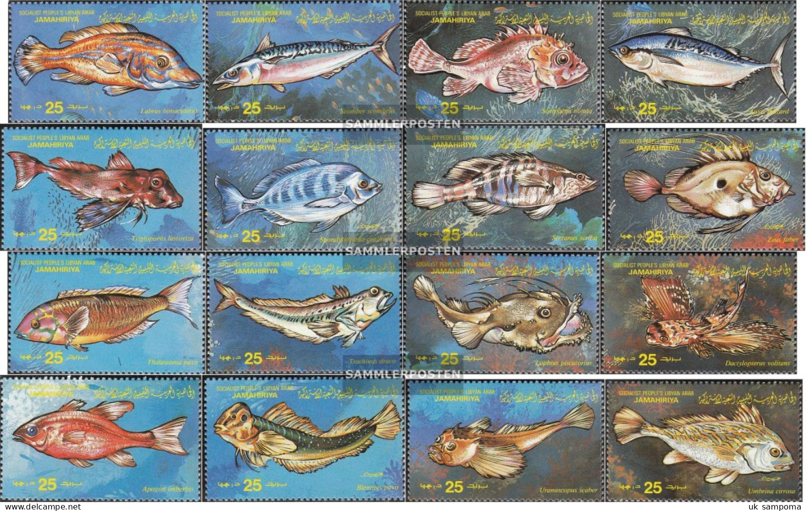 Libya 1138-1153 (complete Issue) Unmounted Mint / Never Hinged 1983 Fish - Libya