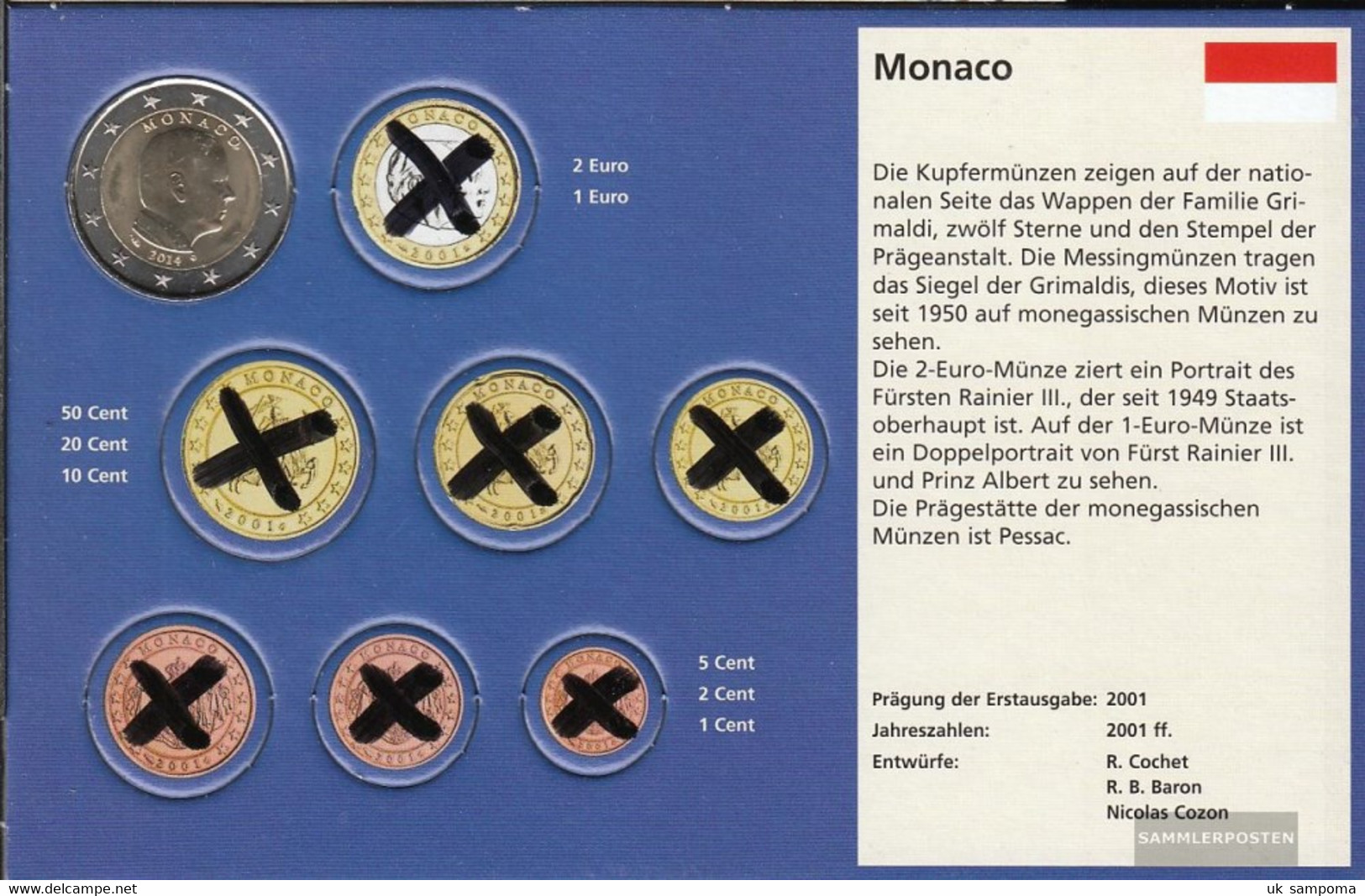 Monaco MON 9 2014 Stgl./unzirkuliert Stgl./unzirkuliert 2014 Kursmünze 2 Euro - Monaco