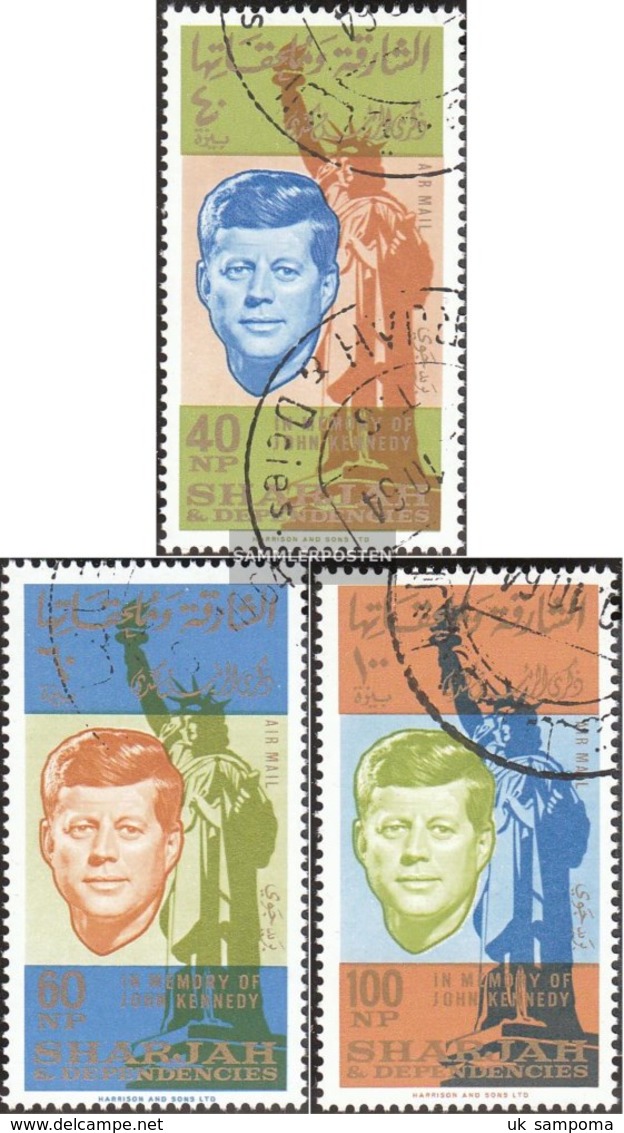 Sharjah 107A-109A (complete Issue) Fine Used / Cancelled 1964 Death John F. Kennedy - Sharjah