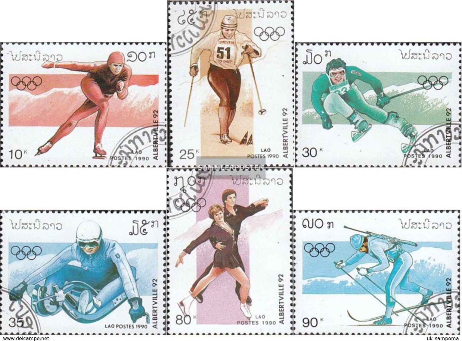 Laos 1210-1215 (complete Issue) Fine Used / Cancelled 1990 Olympics Winter Games '92 - Laos