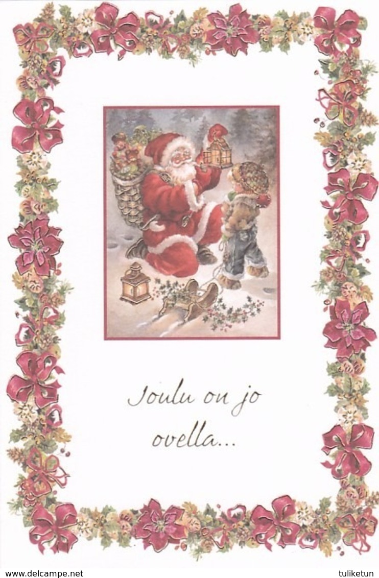 Santa Claus Is Bringing Toys - Giving Candle Votive  To Little Boy - Lisi Martin - Double Card - Santa Claus