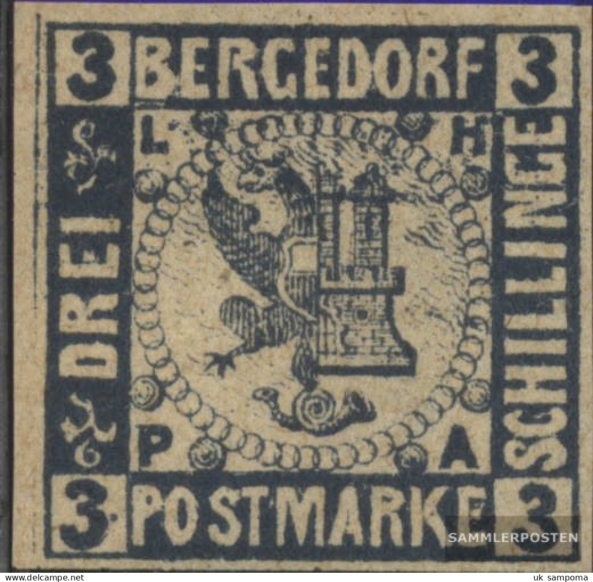 Bergedorf 4ND New- Or. Reproduction Unused 1887 Crest - Bergedorf
