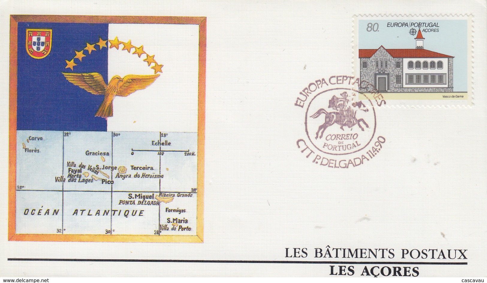 Enveloppe  FDC  1er  Jour   ACORES   PORTUGAL    EUROPA    1990 - 1990