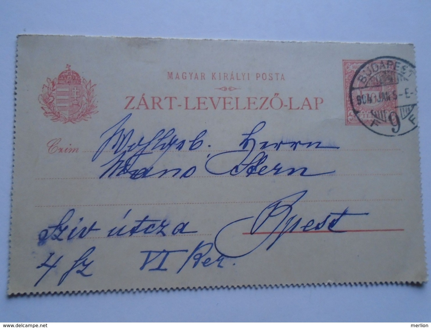 D168914 Hungary Zárt Levelezőlap  1904  Budapest - Louise Harlt -to Stern Manó - Lettres & Documents