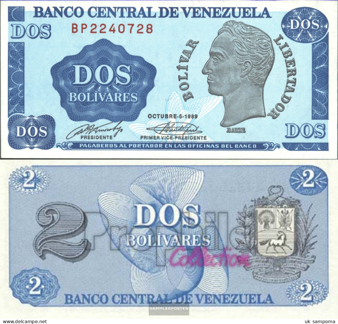 Venezuela Pick-number: 69 Uncirculated 1989 2 Venezuelan Bolivar - Venezuela