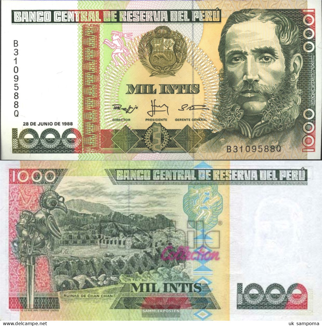 Peru Pick-number: 136b (1988) Uncirculated 1988 1.000 Intis - Peru