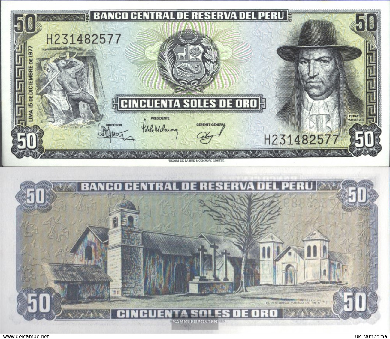 Peru Pick-number: 113 Uncirculated 1977 50 Soles Oro - Peru