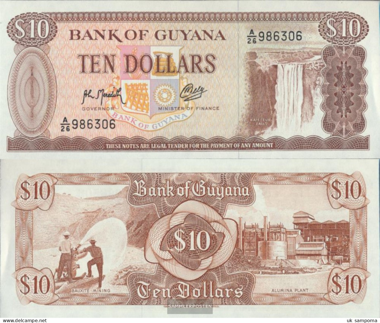 Guyana Pick-number: 23f Uncirculated 1966 10 Dollars - Frans-Guyana