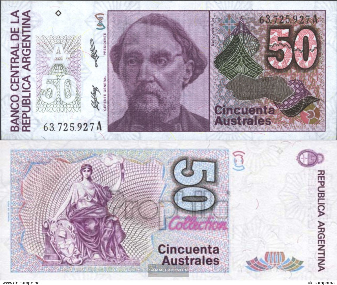 Argentina Pick-number: 326b Uncirculated 1986 50 Australes - Argentina