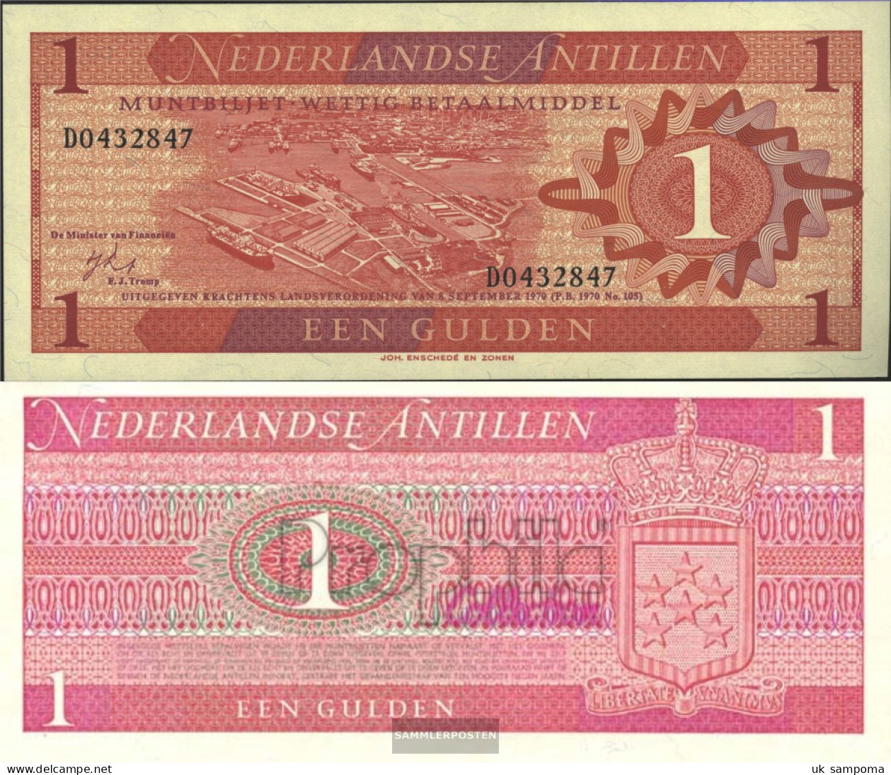 Dutch Antilles Pick-number: 20a Uncirculated 1970 1 Gulden - Netherlands Antilles (...-1986)