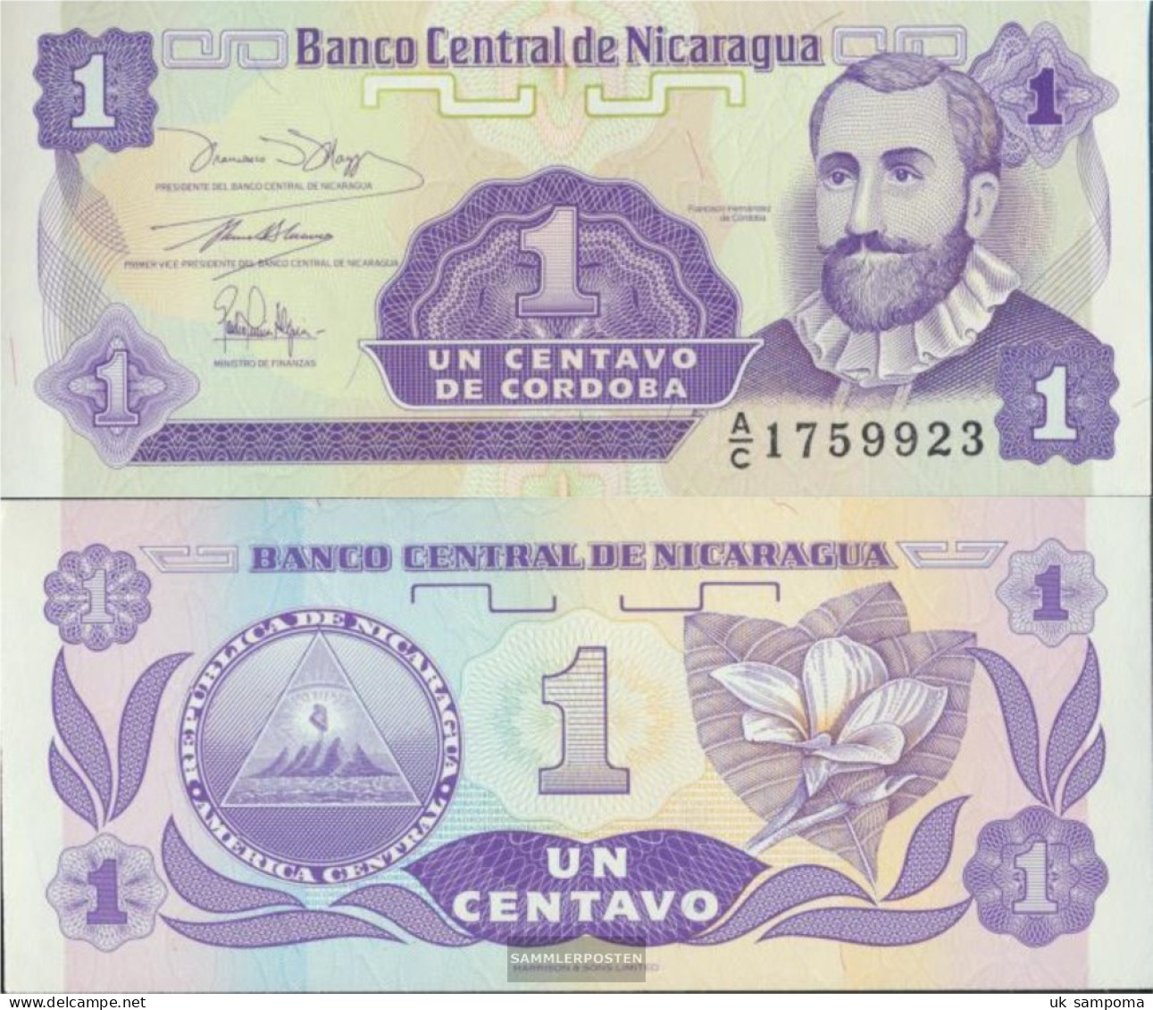 Nicaragua Pick-number: 167 Uncirculated 1991 1 Centavo - Nicaragua