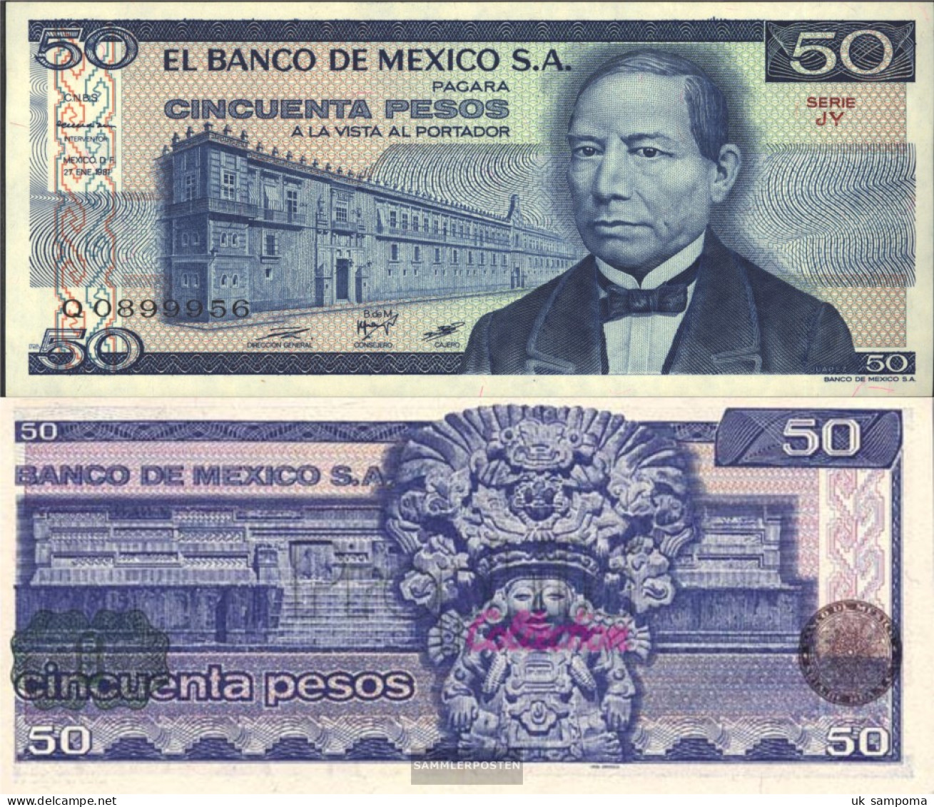 Mexico Pick-number: 73 Uncirculated 1981 50 Pesos - México