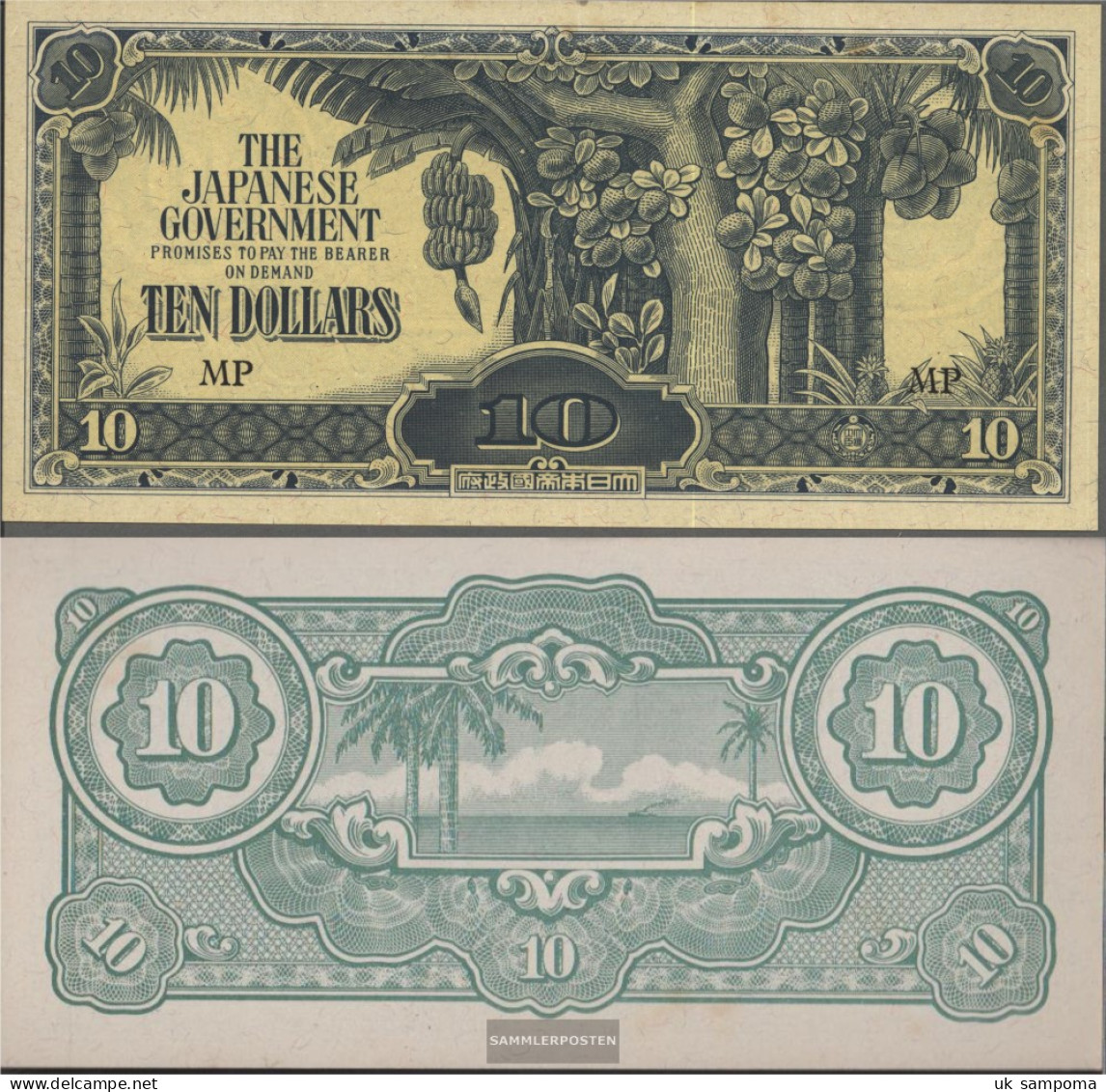 Malaysia Pick-number: M7c Uncirculated 1944 10 Dollars - Malaysia