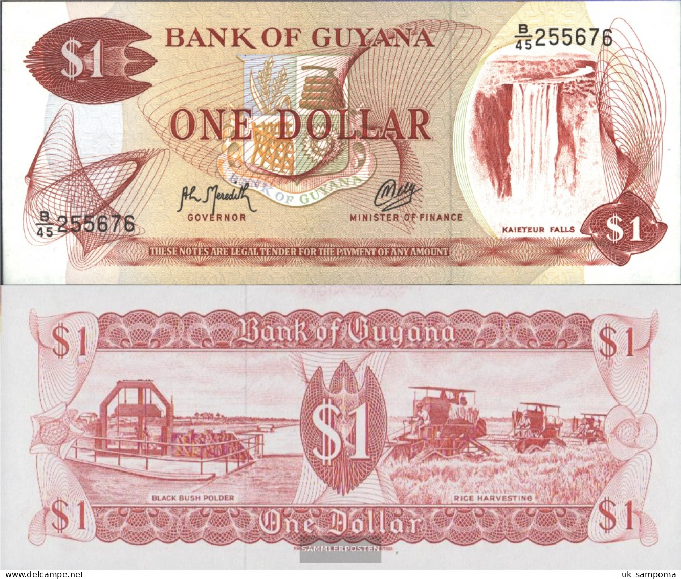 Guyana Pick-number: 21g, Signature 9 Uncirculated 1992 1 US Dollars - Guyana Francese