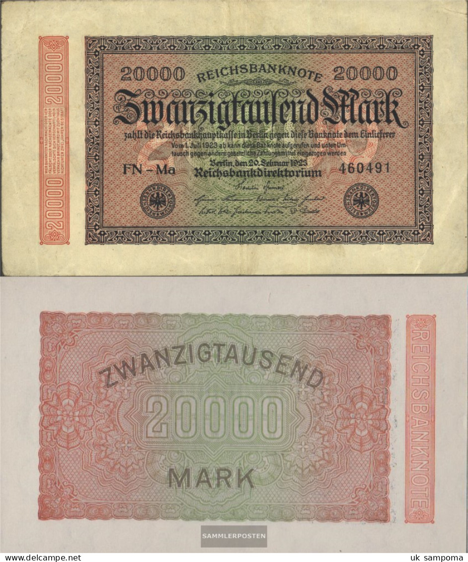 German Empire Pick-number: 84j WZ. Shaft Uncirculated 1923 20.000 Mark - 20000 Mark