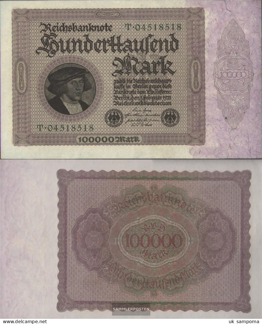 German Empire Rosenbg: 82a, Empire Printing Uncirculated 1923 100.000 Mark - 100.000 Mark