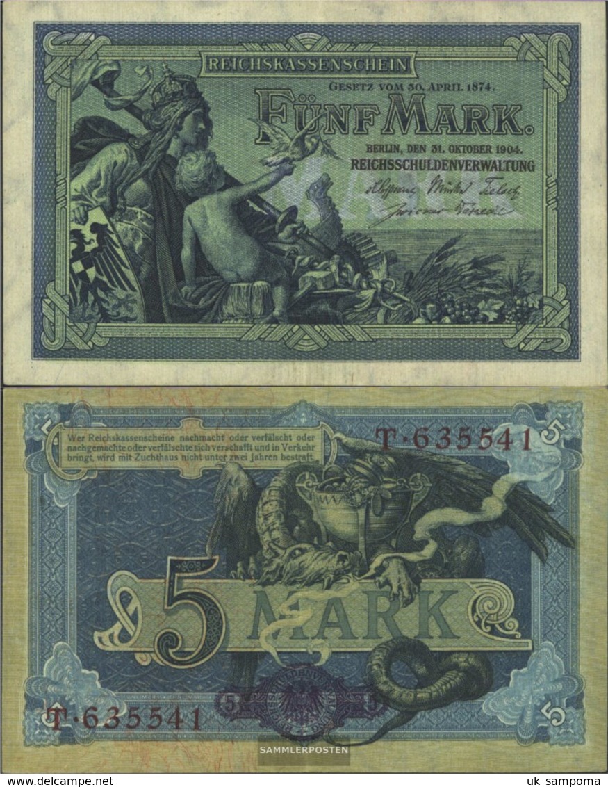 German Empire Rosenbg: 22a, 6stellige Kontrollnummer Used (III) 1904 5 Mark - 5 Mark