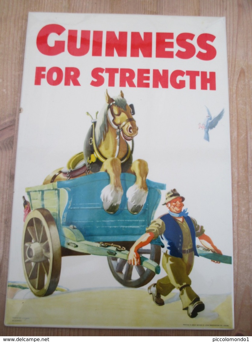 Guinness Beer For Strenghth Bier Reclame 1957 21 Op 30 Cm Met Taxzegel - Signs