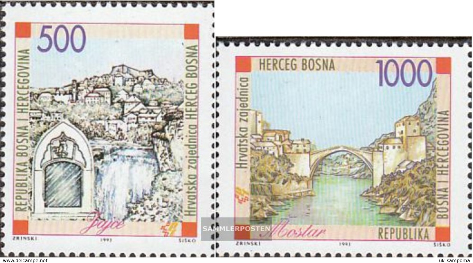 Bosnia - Croatian. Post Mostar 2-3 (complete Issue) Unmounted Mint / Never Hinged 1993 Clear Brands: Old Cities - Bosnia Erzegovina